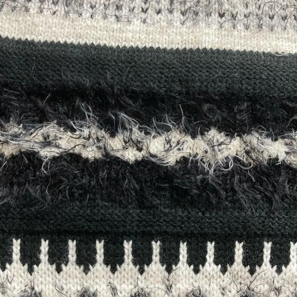 OLIVER Fuzzy Eyelash Asymmetrical Black/ Gray Fuzzy Sweater